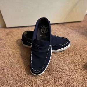 Cole Haan Navy Blue and White Pinch Weekender Loafers